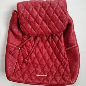 Vera Bradley Amy Quilted Leather Backpack in Tango Red